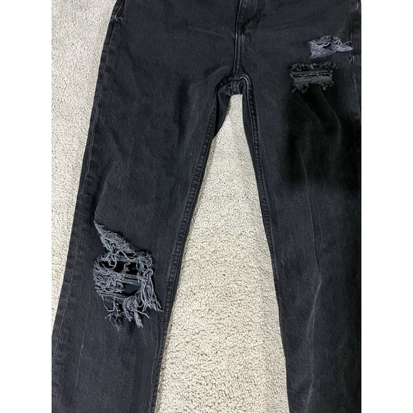 Bershka Black Demin Distressed Destroyed Raw Hem Jeans US 6 - Picture 2 of 5